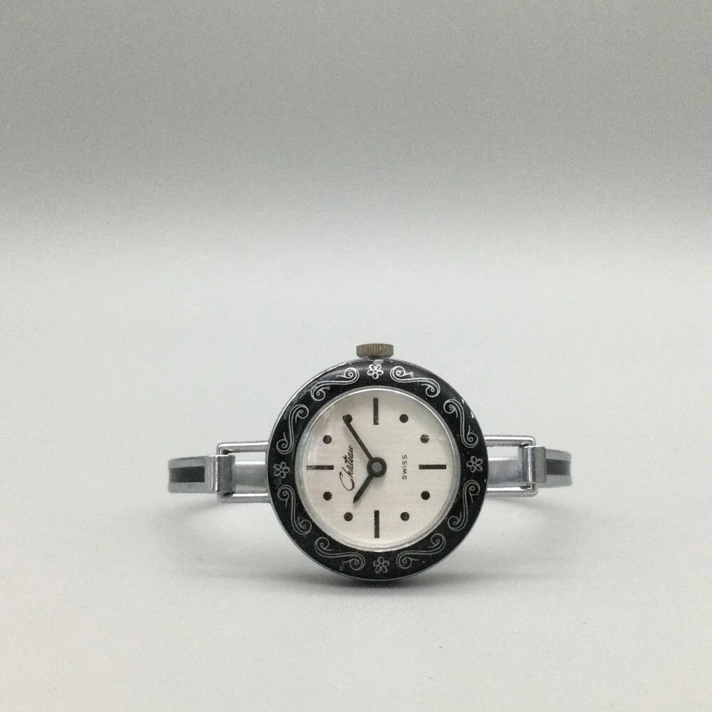 Vintage Chateau Womens Watch 29mm Silver Tone Dial Bangle Manual Swiss